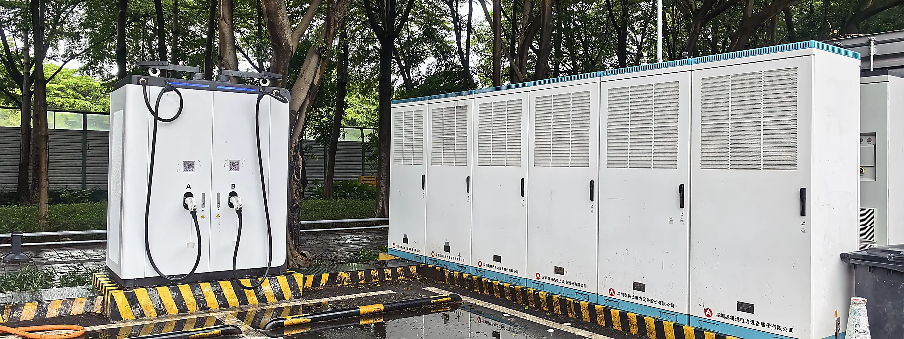 Commercial DC fast charger at a customer project site